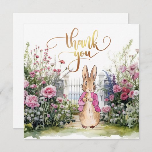 Peter der Rabbit Pink Jacket Garden Dankeskarte (Vorne/Hinten)