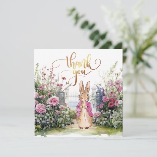 Peter der Rabbit Pink Jacket Garden Dankeskarte (Stehend Vorderseite)