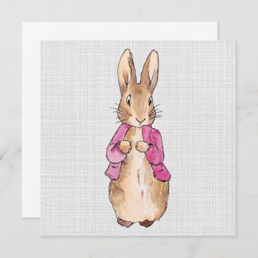 Peter der Rabbit Pink Jacket Gray Linen Dankeskarte (Vorne/Hinten)