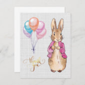 Peter der Rabbit Pink Jacket Gray Linen Dankeskarte (Vorne/Hinten)