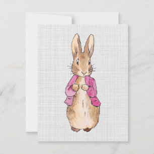 Peter der Rabbit Pink Jacket Gray Linen Dankeskarte