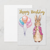 Peter der Rabbit Pink Jacket Gray Linen Dankeskarte (Vorne/Hinten)