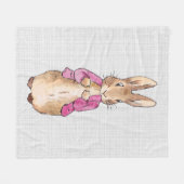 Peter der Rabbit Pink Jacket Gray Linen Fleecedecke (Vorderseite (Horizontal))