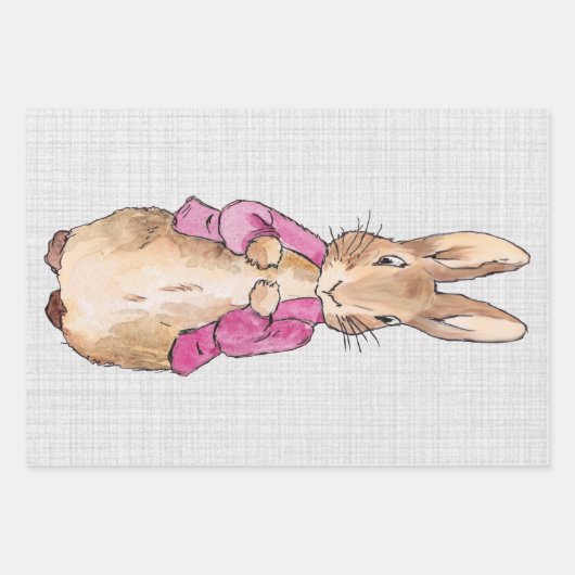 Peter der Rabbit Pink Jacket Gray Linen Geschenkpapier Set (Vorderseite 3)