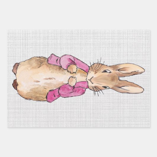 Peter der Rabbit Pink Jacket Gray Linen Geschenkpapier Set (Vorderseite 2)