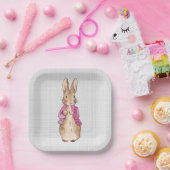 Peter der Rabbit Pink Jacket Gray Linen Pappteller (Party)