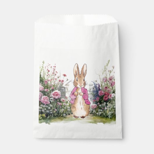 Peter der Rabbit Pink Jacket in seinem Garten Geschenktütchen (Vorderseite)