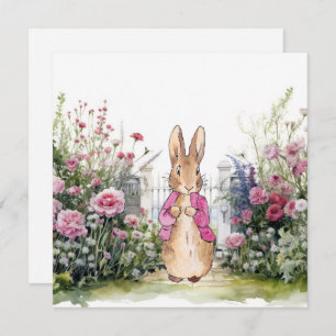 Peter der Rabbit Pink Jacket in seinem Garten Karte