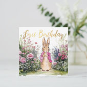 Peter der Rabbit Pink Jacket in seinem Garten Karte (Stehend Vorderseite)