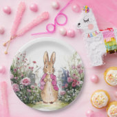 Peter der Rabbit Pink Jacket in seinem Garten Pappteller (Party)