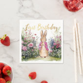 Peter der Rabbit Pink Jacket in seinem Garten Serviette (Beispiel)