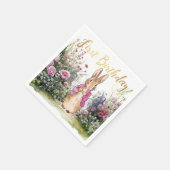 Peter der Rabbit Pink Jacket in seinem Garten Serviette (Ecke)