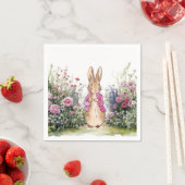 Peter der Rabbit Pink Jacket in seinem Garten Serviette (Beispiel)
