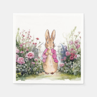 Peter der Rabbit Pink Jacket in seinem Garten Serviette