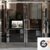 Peter der Rabbit rosa Kaugummi in seinem Garten Fensteraufkleber (Büro Tür)