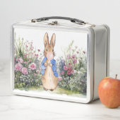Peter der Rabbit rosa Kaugummi in seinem Garten Metall Brotdose (Beispiel)