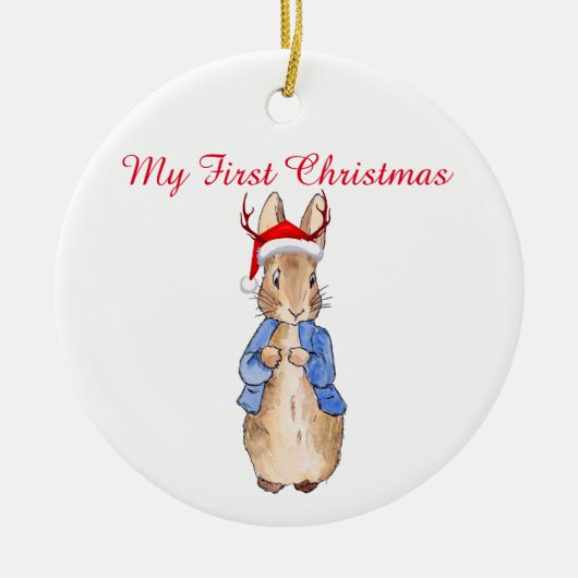 Peter der Rabbit Weihnachts-Hat Erste Weihnachten Keramik Ornament (Vorne)