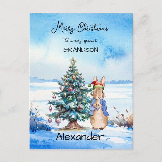 Peter der Rabbit Weihnachtsbaum Feiertagspostkarte (Vorderseite)