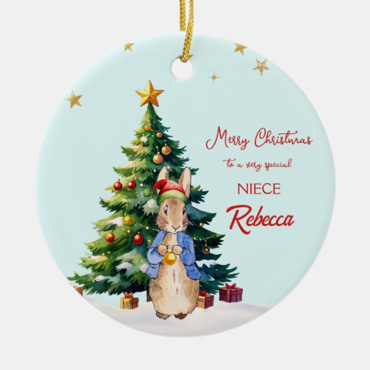 Peter der Rabbit Weihnachtsbaum Keramik Ornament (Vorne)