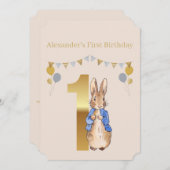 Peter der Rabbit zum ersten Geburtstag Einladung (Vorne/Hinten)