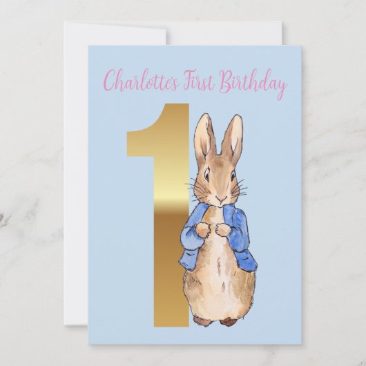 Peter der Rabbit zum ersten Geburtstag Einladung (Vorderseite)