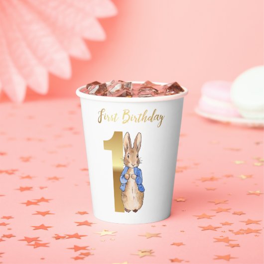 Peter der Rabbit zum ersten Geburtstag Pappbecher (Insitu)