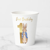 Peter der Rabbit zum ersten Geburtstag Pappbecher (Vorderseite)
