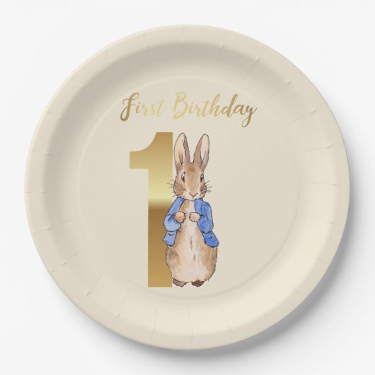 Peter der Rabbit zum ersten Geburtstag Pappteller (Vorderseite)