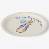 Peter der Rabbit zum ersten Geburtstag Pappteller (Schrägansicht)