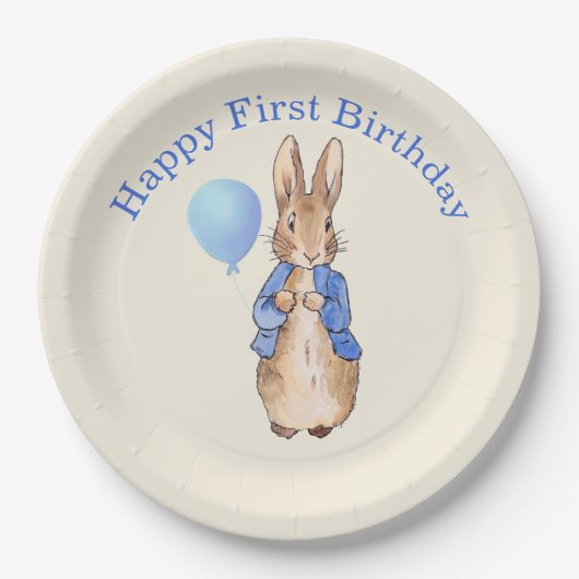Peter der Rabbit zum ersten Geburtstag Pappteller (Vorderseite)