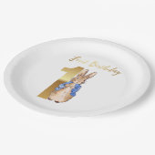 Peter der Rabbit zum ersten Geburtstag Pappteller (Schrägansicht)