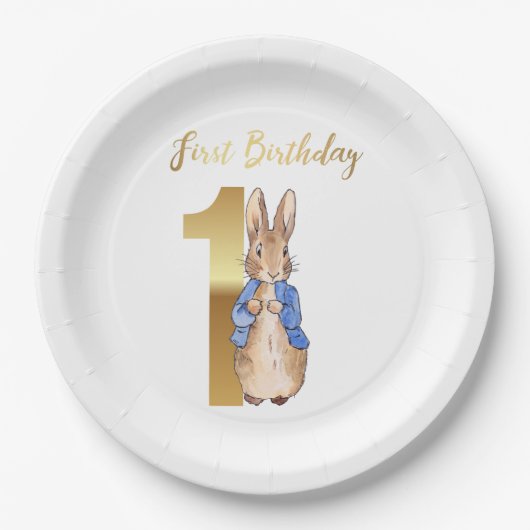 Peter der Rabbit zum ersten Geburtstag Pappteller (Vorderseite)