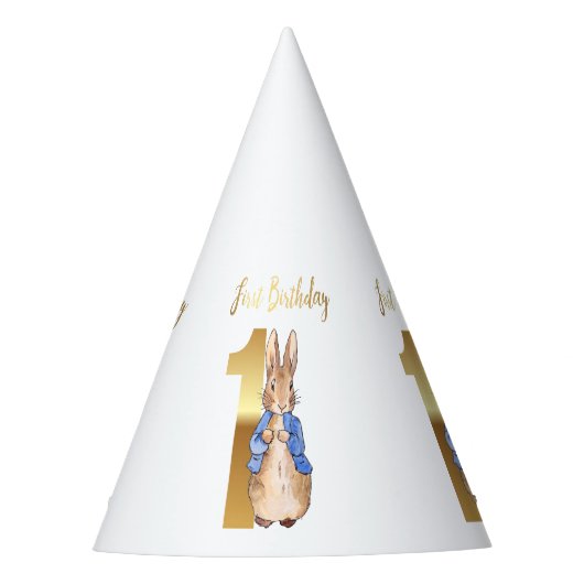 Peter der Rabbit zum ersten Geburtstag Partyhütchen (Vorderseite)