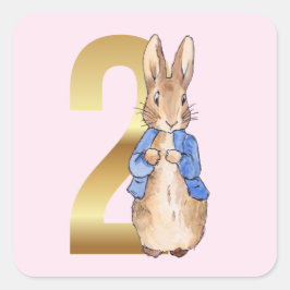Peter der Rabbit zum zweiten Geburtstag Quadratischer Aufkleber