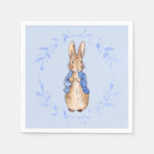 Peter des Kaninchens mit blauem Blattkranz Serviette (Vorderseite)