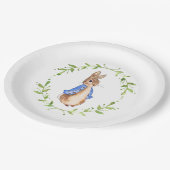 Peter des Kaninchens mit grünem Flügeldraath Pappteller (Schrägansicht)