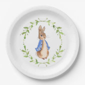 Peter des Kaninchens mit grünem Flügeldraath Pappteller (Vorderseite)