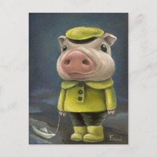 Peter des Schweins segeln sein Boot Postkarte