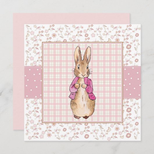 Peter die Rabbit Pink Jacke Einladung (Vorne/Hinten)