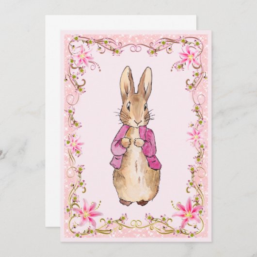 Peter die Rabbit Pink Jacke Einladung (Vorne/Hinten)