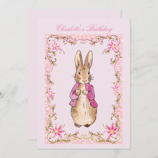 Peter die Rabbit Pink Jacke Einladung (Vorne/Hinten)