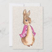 Peter die Rabbit rosa Jacke beige Leinenstruktur Einladung (Vorderseite)