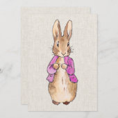 Peter die Rabbit rosa Jacke beige Leinenstruktur Einladung (Vorne/Hinten)