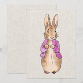 Peter die Rabbit rosa Jacke beige Leinenstruktur Einladung (Vorne/Hinten)