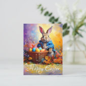 Peter Easter Bunny mit Ostereier Happy Osterfeier Feiertagspostkarte (Stehend Vorderseite)
