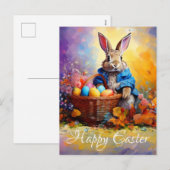 Peter Easter Bunny mit Ostereier Happy Osterfeier Feiertagspostkarte (Vorne/Hinten)