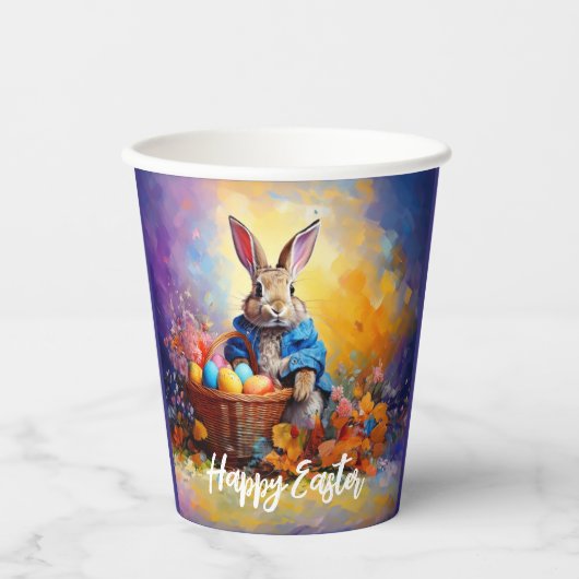 Peter Easter Bunny mit Ostereier Happy Osterfeier Pappbecher (Vorderseite)