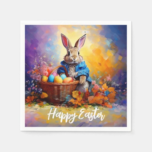 Peter Easter Bunny mit Ostereier Happy Osterfeier Serviette (Vorderseite)
