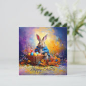 Peter Easter Bunny mit Ostereiern Feiertagskarte (Stehend Vorderseite)