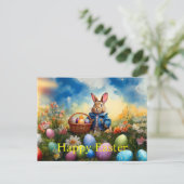 Peter Easter Bunny mit Ostereiern Feiertagspostkarte (Stehend Vorderseite)